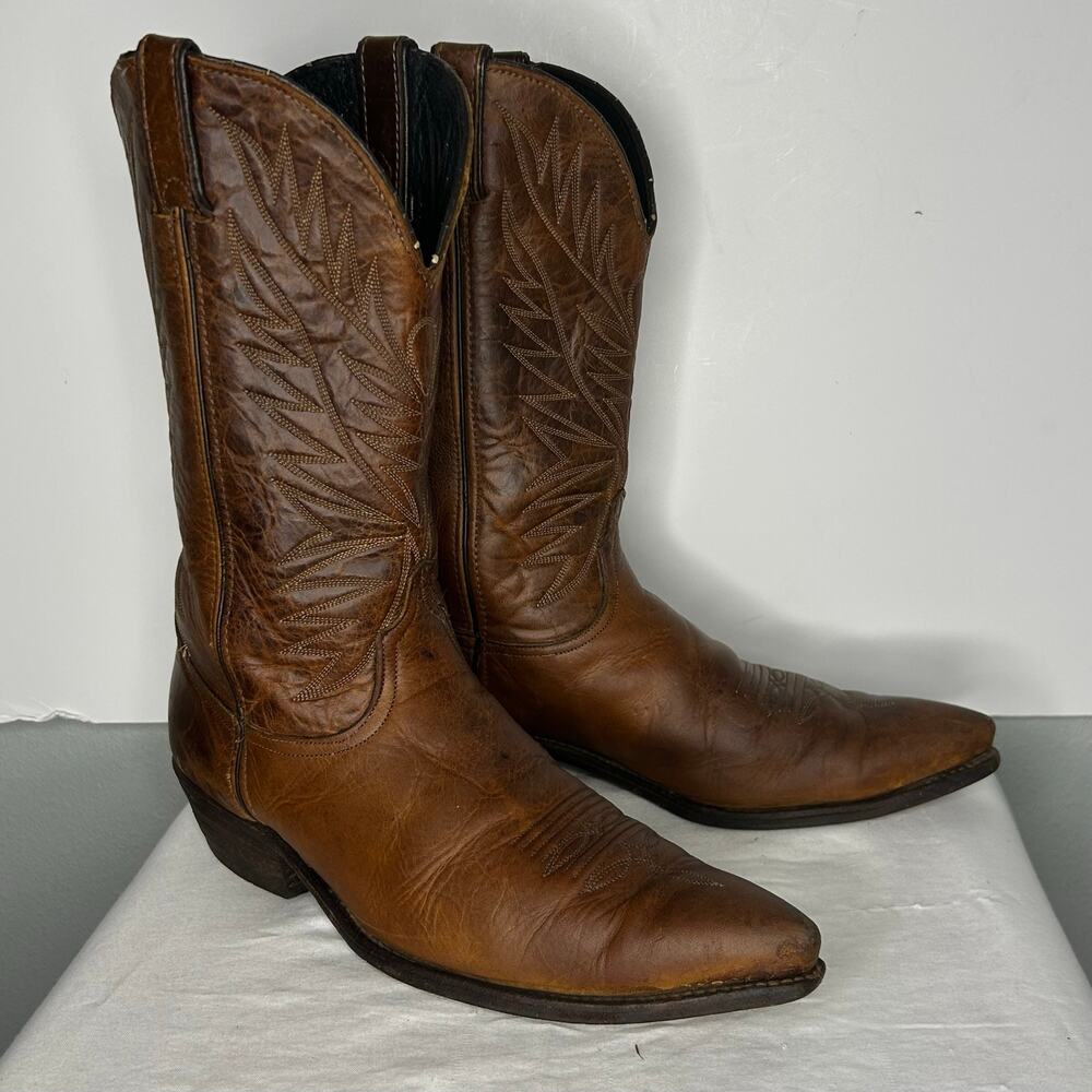 Great Western Men’s 11 M Brown Leather Cowboy Boots Western Pointed Toe